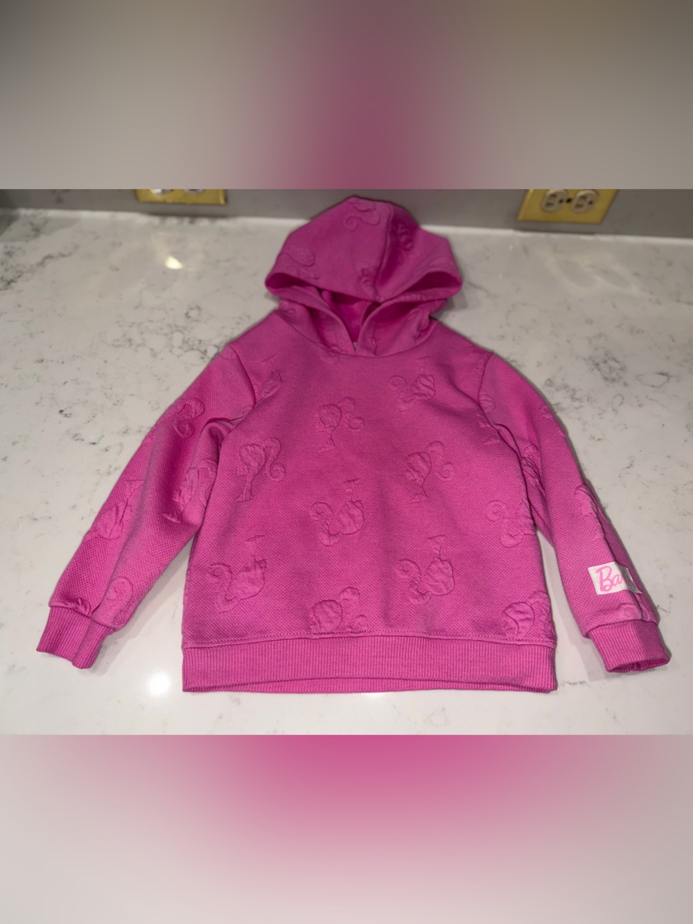 Barbie Hot Pink Embossed Hooded Sweatshirt